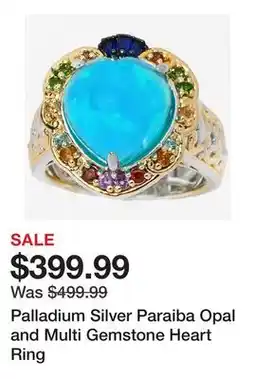 TSC Stores Palladium Silver Paraiba Opal and Multi Gemstone Heart Ring offer