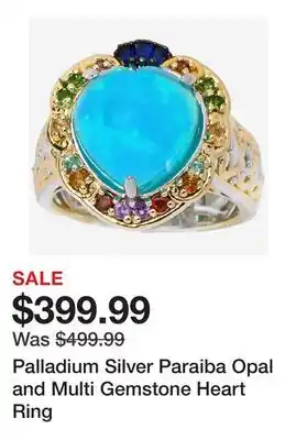 TSC Stores Palladium Silver Paraiba Opal and Multi Gemstone Heart Ring offer