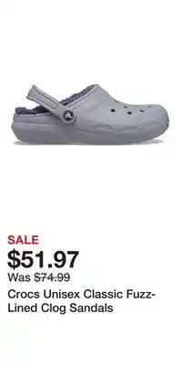 Sport Chek Crocs Unisex Classic Fuzz-Lined Clog Sandals offer