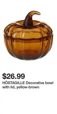 IKEA HÖSTAGILLE Decorative bowl with lid, yellow-brown offer
