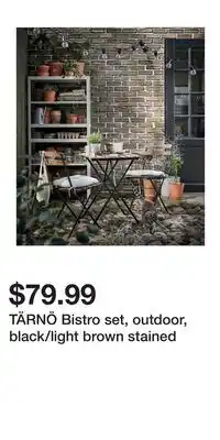 IKEA TÄRNÖ Bistro set, outdoor, black/light brown stained offer