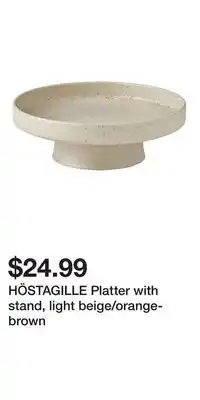IKEA HÖSTAGILLE Platter with stand, light beige/orange-brown offer