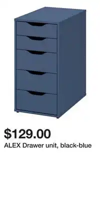 IKEA ALEX Drawer unit, black-blue offer