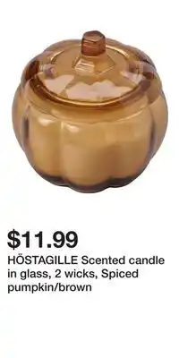 IKEA HÖSTAGILLE Scented candle in glass, 2 wicks, Spiced pumpkin/brown offer