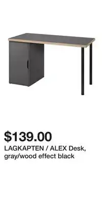 IKEA LAGKAPTEN / ALEX Desk, gray/wood effect black offer