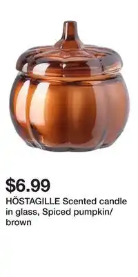 IKEA HÖSTAGILLE Scented candle in glass, Spiced pumpkin/brown offer