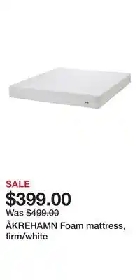 IKEA ÅKREHAMN Foam mattress, firm/white offer