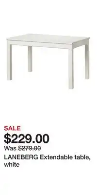 IKEA LANEBERG Extendable table, white offer
