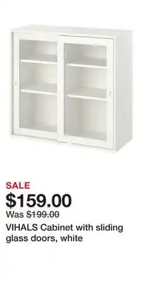IKEA VIHALS Cabinet with sliding glass doors, white offer