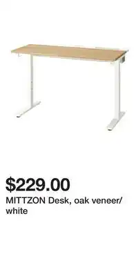 IKEA MITTZON Desk, oak veneer/white offer