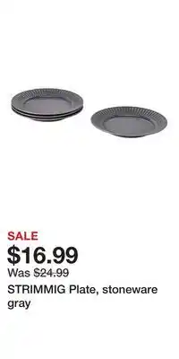 IKEA STRIMMIG Plate, stoneware gray offer