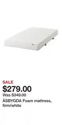 IKEA ÅSBYGDA Foam mattress, firm/white offer
