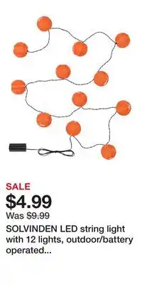 IKEA SOLVINDEN LED string light with 12 lights, outdoor/battery operated orange offer