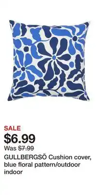 IKEA GULLBERGSÖ Cushion cover, blue floral pattern/outdoor indoor offer