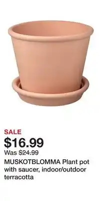 IKEA MUSKOTBLOMMA Plant pot with saucer, indoor/outdoor terracotta offer