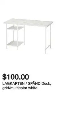IKEA LAGKAPTEN / SPÄND Desk, grid/multicolor white offer