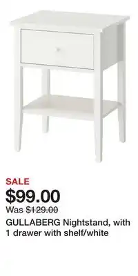 IKEA GULLABERG Nightstand, with 1 drawer with shelf/white offer