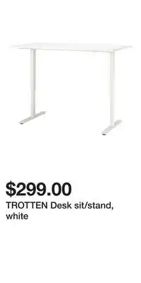 IKEA TROTTEN Desk sit/stand, white offer
