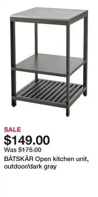 IKEA BÅTSKÄR Open kitchen unit, outdoor/dark gray offer