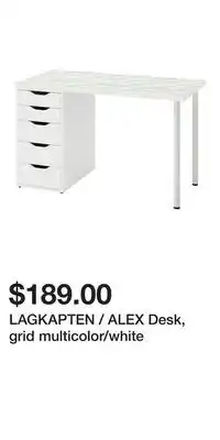 IKEA LAGKAPTEN / ALEX Desk, grid multicolor/white offer