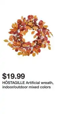IKEA HÖSTAGILLE Artificial wreath, indoor/outdoor mixed colors offer