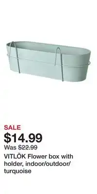 IKEA VITLÖK Flower box with holder, indoor/outdoor/turquoise offer