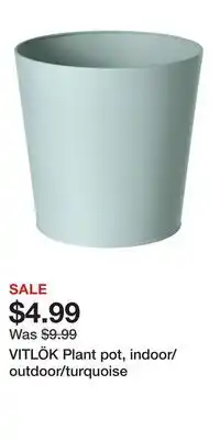 IKEA VITLÖK Plant pot, indoor/outdoor/turquoise offer