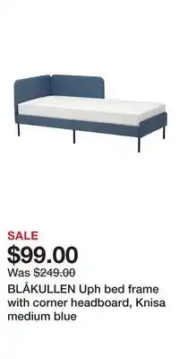 IKEA BLÅKULLEN Uph bed frame with corner headboard, Knisa medium blue offer