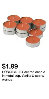 IKEA HÖSTAGILLE Scented candle in metal cup, Vanilla & apple/orange offer