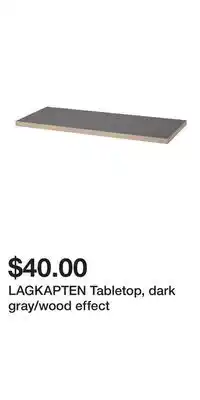 IKEA LAGKAPTEN Tabletop, dark gray/wood effect offer