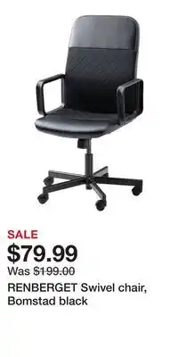 IKEA RENBERGET Swivel chair, Bomstad black offer