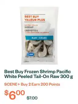 Voilà Best Buy Frozen Shrimp Pacific White Peeled Tail-On Raw 300 g offer