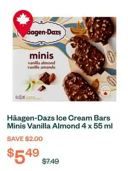Voilà Häagen-Dazs Ice Cream Bars Minis Vanilla Almond 4 x 55 ml offer