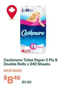 Voilà Cashmere Toilet Paper 2 Ply 8 Double Rolls x 242 Sheets offer