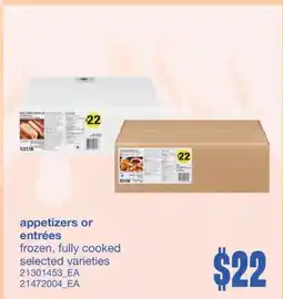 Wholesale Club APPETIZERS OR ENTRÉES offer