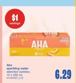 Wholesale Club AHA SPARKLING WATER, 12 x 355 mL offer