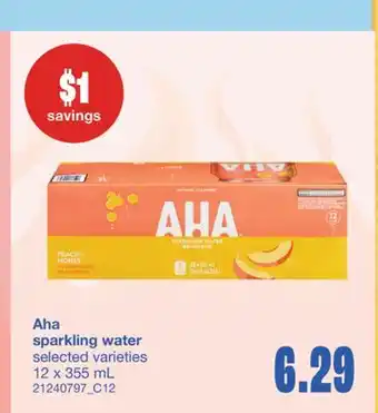 Wholesale Club AHA SPARKLING WATER, 12 x 355 mL offer