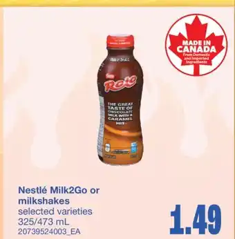 Wholesale Club MILK2GO OR MILKSHAKES, 325/473 mL offer