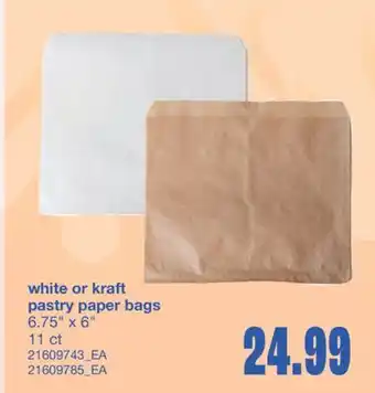 Wholesale Club WHITE OR KRAFT PASTRY PAPER BAGS, 6.75 x 6 11 ct offer
