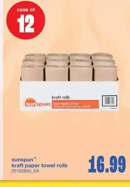Wholesale Club SUNSPUN KRAFT PAPER TOWEL ROLLS offer
