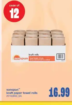 Wholesale Club SUNSPUN KRAFT PAPER TOWEL ROLLS offer