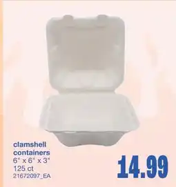 Wholesale Club CLAMSHELL CONTAINERS, 6 x 6 x 3 125 ct offer