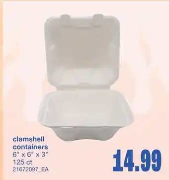 Wholesale Club CLAMSHELL CONTAINERS, 6 x 6 x 3 125 ct offer