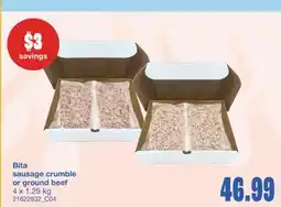 Wholesale Club BITA SAUSAGE CRUMBLE OR GROUND BEEF, 4 x 1.25 kg offer