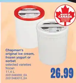 Wholesale Club ORIGINAL ICE CREAM, FROZEN YOGURT OR SORBET, 11.4 L offer
