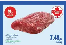 Wholesale Club AA BEEF BRISKET offer