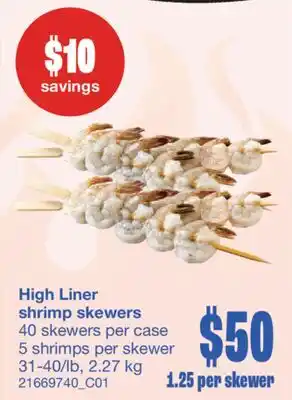 Wholesale Club SHRIMP SKEWERS, 40 skewers per case 5 shrimps per skewer 31-40/lb, 2.27 kg offer