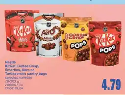 Wholesale Club NESTLÉ KITKAT, COFFEE CRISP, SMARTIES, AERO OR TURTLES MINIS PANTRY BAGS, 76-203 g offer