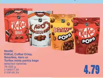 Wholesale Club NESTLÉ KITKAT, COFFEE CRISP, SMARTIES, AERO OR TURTLES MINIS PANTRY BAGS, 76-203 g offer