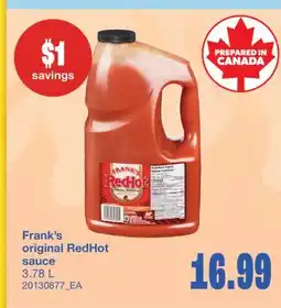 Wholesale Club ORIGINAL REDHOT SAUCE, 3.78 L offer